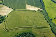 Hod Hill, an Iron Age multivallate hillfort earthwork, near Stourpaine, Dorset, 2022. Creator: Damian Grady