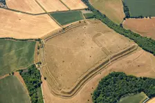 Hod Hill, the earthwork remains of an Iron Age hillfort and a Roman fort, Dorset, 2022. Creator: Damian Grady