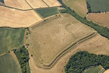 Hod Hill, the earthwork remains of an Iron Age hillfort and a Roman fort, Dorset, 2022. Creator: Damian Grady