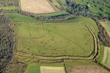 Hod Hill, the earthwork remains of an Iron Age hillfort and a Roman fort, Dorset, 2025. Creator: Damian Grady