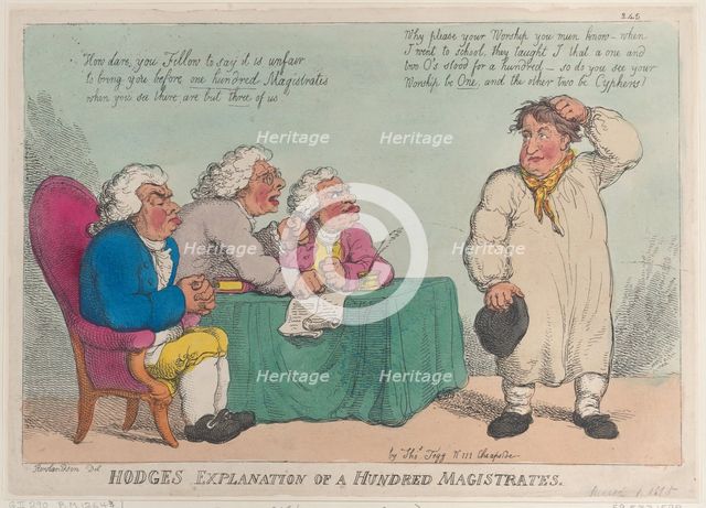 Hodge's Explanation of a Hundred Magistrates, March 1, 1815., March 1, 1815. Creator: Thomas Rowlandson.