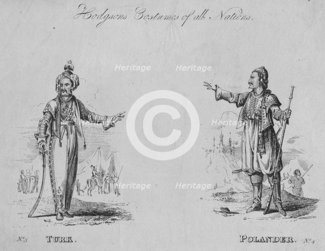 'Hodgsons Costumes of all Nations: No.3 - Turk, No.4 - Polander', c1822. Creator: Unknown.