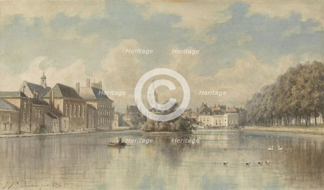 Hofvijver in The Hague, 1870. Creator: Johannes Josephus Destree.