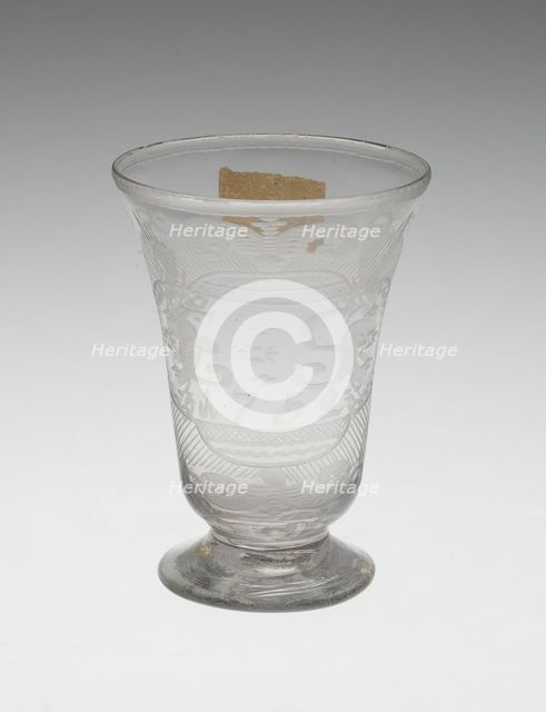 Hogarth Cordial Glass, England, 1752. Creator: Unknown.