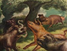 Hogs Killing a Rattlesnake 1930. Artist: John Steuart Curry