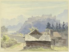 Hohensalzburg seen from Kapuzinerberg, 1876. Creator: Ernst Morgenstern
