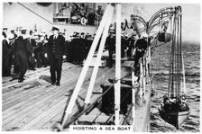 Hoisting a sea boat, HMS Nelson 1937