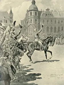 Hoisting the British flag at Pretoria: Lord Roberts Leading Cheers for the Queen 1900, (1901). Creator: Unknown