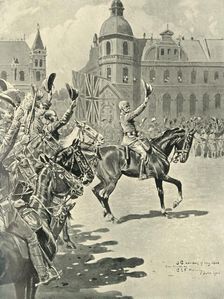 Hoisting the British flag at Pretoria: Lord Roberts Leading Cheers for the Queen 1900, (1901). Creator: Unknown