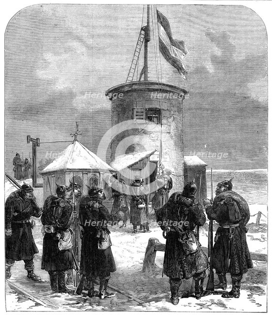 Hoisting the German flag on Mont Valérien, 1871. Creator: Unknown.