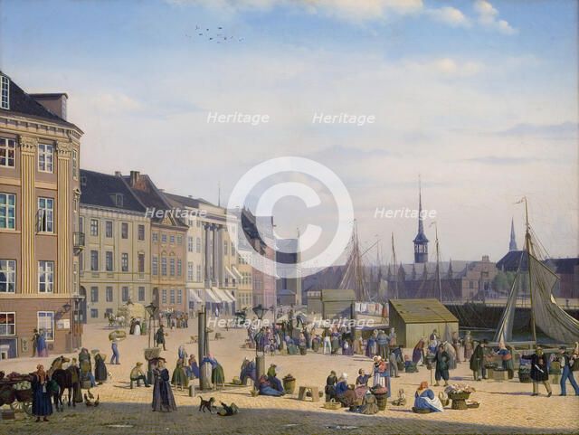 Hojbro Plads, a Market Place in Copenhagen, 1844. Creator: Sally Henriques.