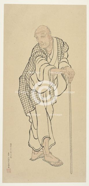 Hokusai as an old man, Edo period, 1760-1849. Creator: Unknown.