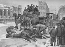 Holborn Viaduct - A Slippery Day 1891. Creator: William Luker