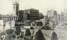 Holborn Viaduct, City of London, showing air raid damage, c1944. Artist: Anon