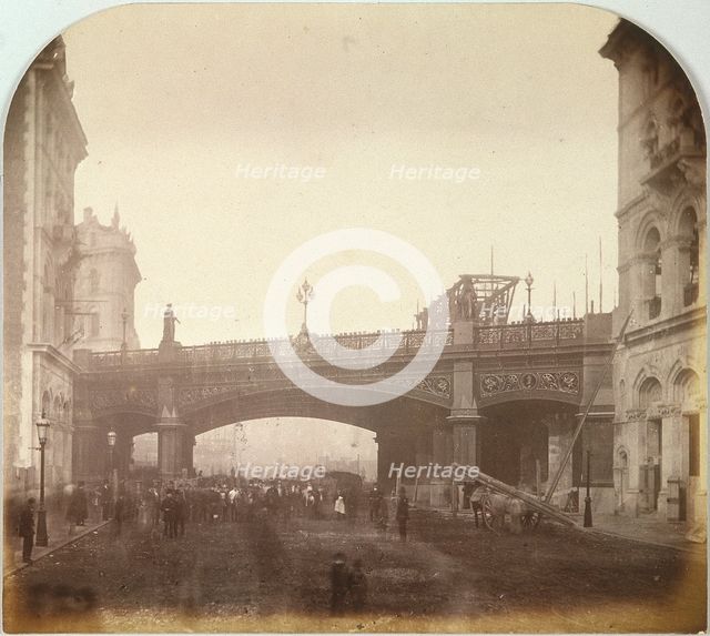 Holborn Viaduct, London as it crossed Farringdon Street, 1869. Artist: Henry Dixon