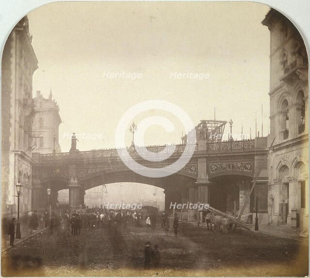 Holborn Viaduct, London as it crossed Farringdon Street, 1869. Artist: Henry Dixon