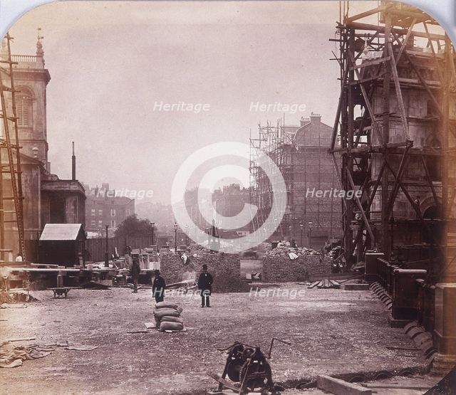 Holborn Viaduct under construction, Holborn, London, 1869.  Artist: Henry Dixon