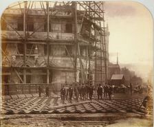 Holborn Viaduct under construction, Holborn, London, 1869. Artist: Henry Dixon