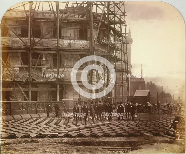 Holborn Viaduct under construction, Holborn, London, 1869. Artist: Henry Dixon