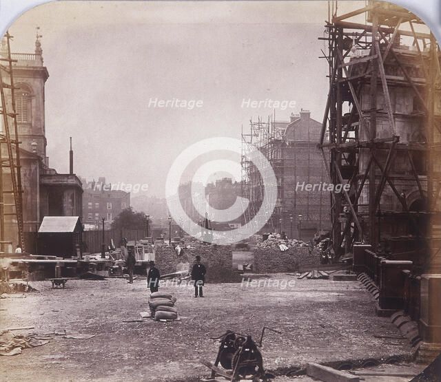 Holborn Viaduct under construction, Holborn, London, 1869.  Artist: Henry Dixon