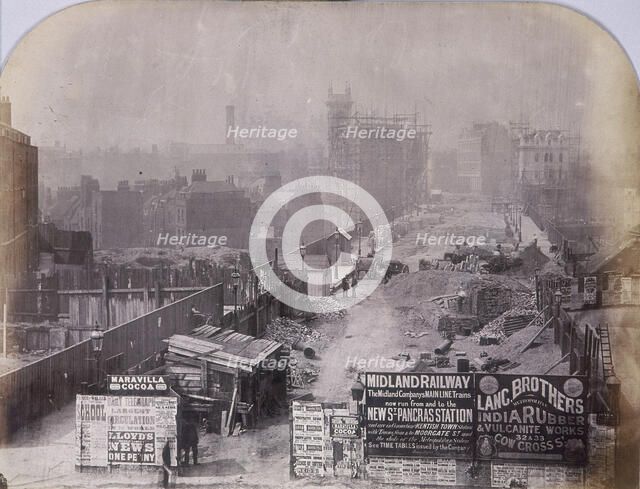 Holborn Viaduct under construction, Holborn, London, 1869. Artist: Henry Dixon