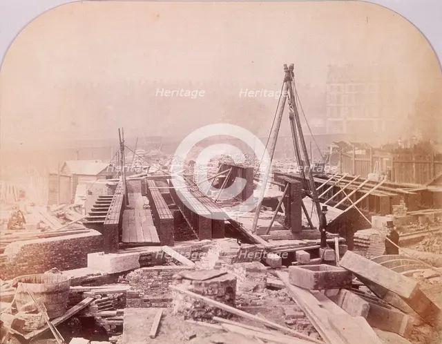 Holborn Viaduct under construction, Holborn, London, 1870. Artist: Henry Dixon