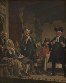 Holberg attends a rehearsal of "Erasmus Montanus", 1892. Creator: Vilhelm Rosenstand