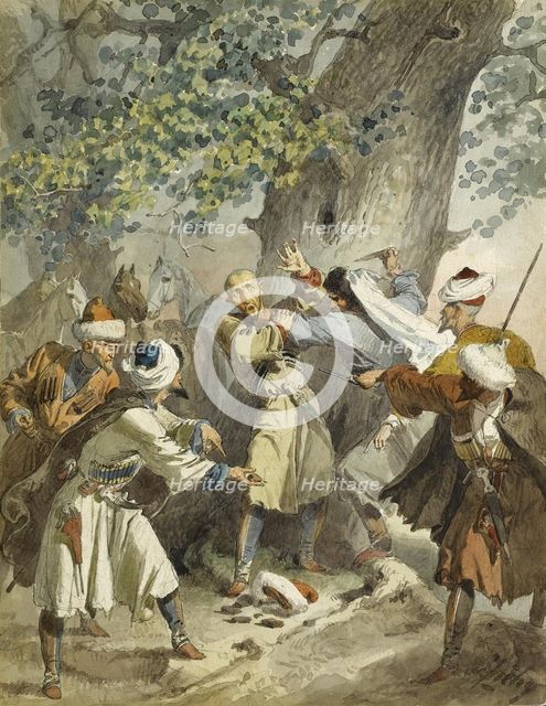 Hold up! (From the Series Scènes du Caucase). Artist: Zichy, Mihály (1827-1906)