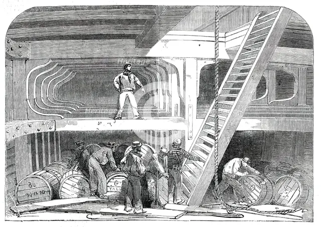 Hold of the "Cornelius Grinnell"  Line-Ship, 1850. Creator: Unknown.