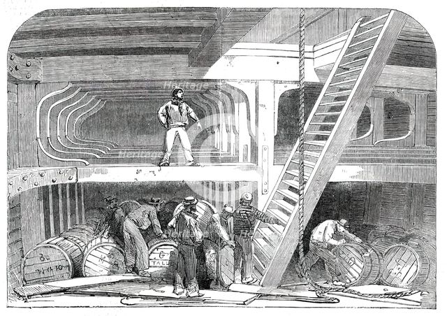 Hold of the "Cornelius Grinnell"  Line-Ship, 1850. Creator: Unknown.