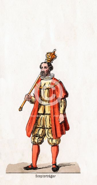 Holder of a sceptre, costume design for Shakespeare's play, Henry VIII, 19th century. Artist: Unknown