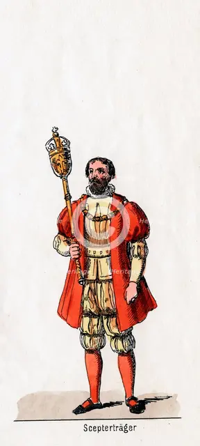 Holder of a sceptre, costume design for Shakespeare's play, Henry VIII, 19th century. Artist: Unknown