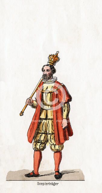 Holder of a sceptre, costume design for Shakespeare's play, Henry VIII, 19th century. Artist: Unknown