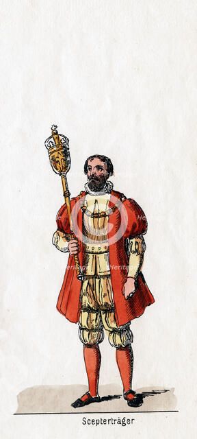 Holder of a sceptre, costume design for Shakespeare's play, Henry VIII, 19th century. Artist: Unknown