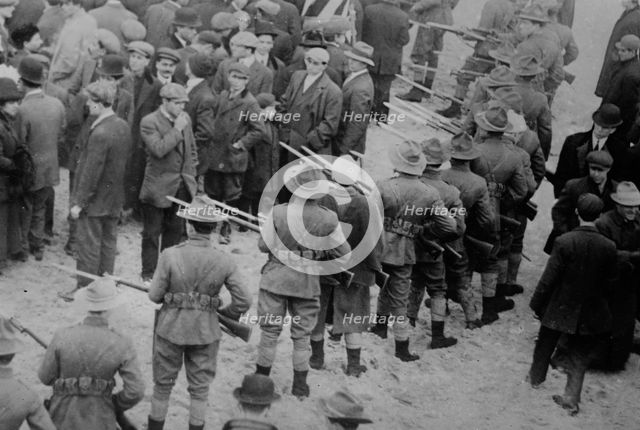 Holding strikers in check, Lawrence, Massachusetts, 1912. Creator: Bain News Service.