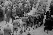 Holding strikers in check, Lawrence, Massachusetts, 1912. Creator: Bain News Service