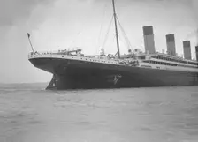 Hole torn in the hull of RMS Olympic after the collision with HMS Hawke in the Solent, 1911. Creator: Kirk & Sons of Cowes