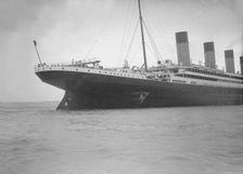 Hole torn in the hull of RMS Olympic after the collision with HMS Hawke in the Solent, 1911. Creator: Kirk & Sons of Cowes