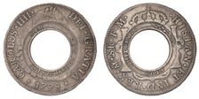 Holey Dollar, New South Wales, minted 1813, from Spanish silver dollar from 1798, 1813. Creator: Numismatic, West European Coins
