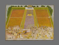 Holi Festival in a Walled Garden with Celebrants, c. 1763/1764. Creator: Unknown
