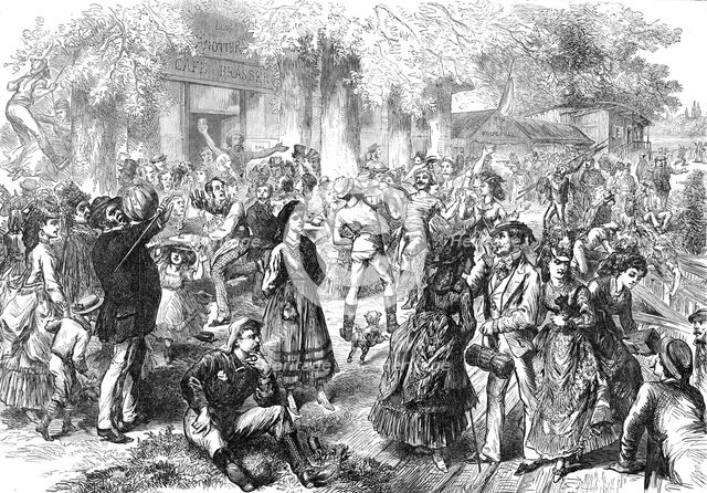 Holiday amusements of the Parisians at Bougival, 1872. Creator: Unknown.