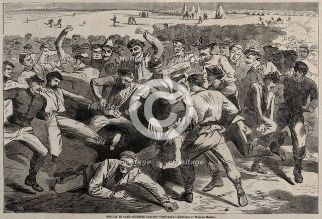 Holiday in Camp - Soldiers Playing "Foot-Ball", 1865. Creator: Winslow Homer (American, 1836-1910).