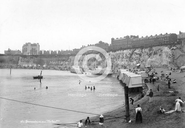 Holidaymakers on the beach at Broadstairs, Kent, 1890-1910. Artist: Unknown
