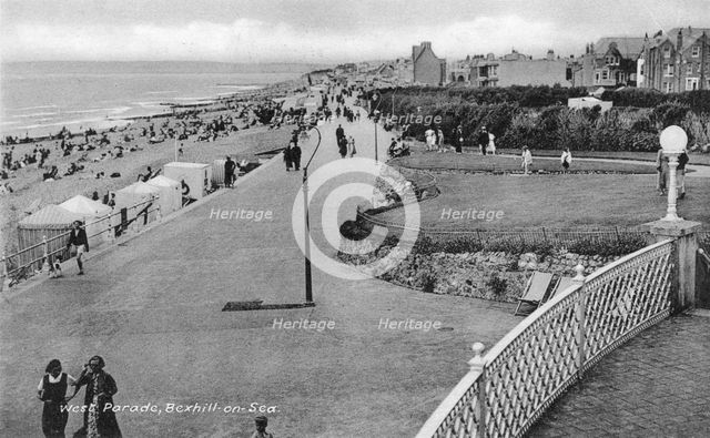 Holidaymakers on West Parade, Bexhill-on-Sea, East Sussex, c1900s-c1920s. Artist: Unknown