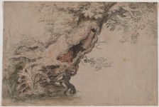 Hollow Tree, after Roelant Savery, after 1670. Creator: Lambert Doomer (Dutch, 1623-1700)