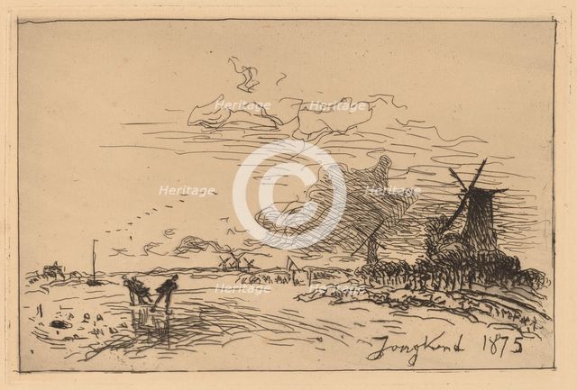 Holland Canal, near Rotterdam (Canal de Hollande, pres de Rotterdam (Hiver)), 1875. Creator: Johan Barthold Jongkind.