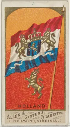 Holland, from Flags of All Nations, Series 1 (N9) for Allen & Ginter Cigarettes Brands, 1887. Creator: Allen & Ginter