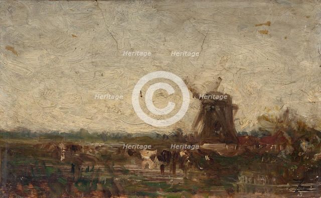 Hollande, le moulin, c.1853. Creator: Felix Francois Georges Philibert Ziem.