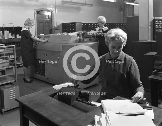 Hollerith data machine in an office at the Edgar Allen Steel Co, Sheffield, South Yorkshire, 1963. Artist: Michael Walters