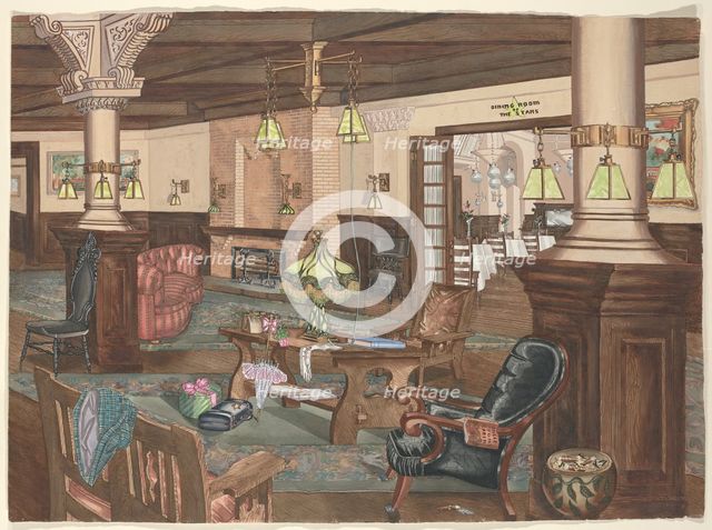 Hollywood Hotel Lobby, 1902, c. 1946. Creator: Perkins Harnly.